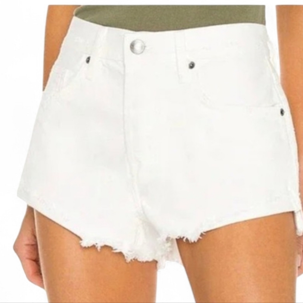 *FRAME Front Cuff Women's Denim White Cotton SHORTS